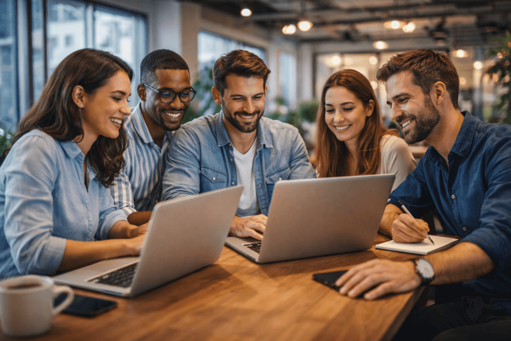 Equipo de trabajo remoto para nómadas digitales